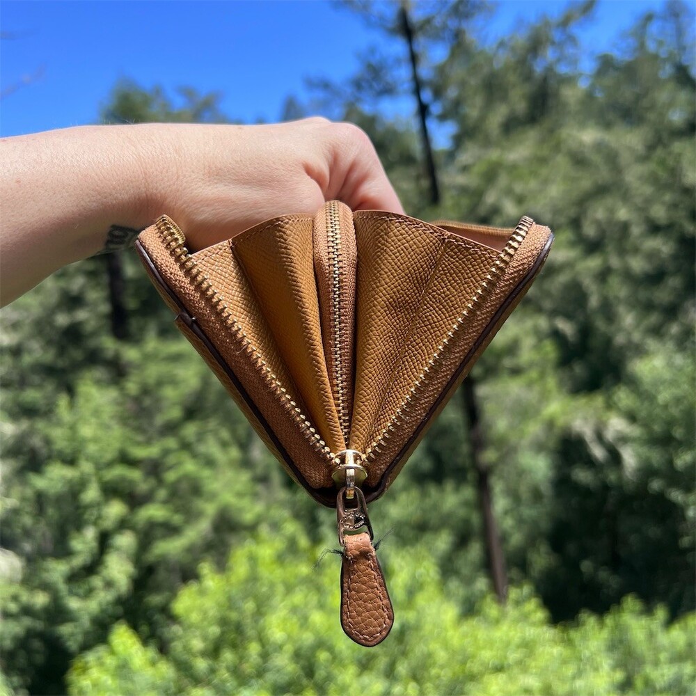 COACH Long Zip-Around Wallet Pebble Leather BROWN with GOLD Hardware AUTHENTIC - Picture 10 of 12